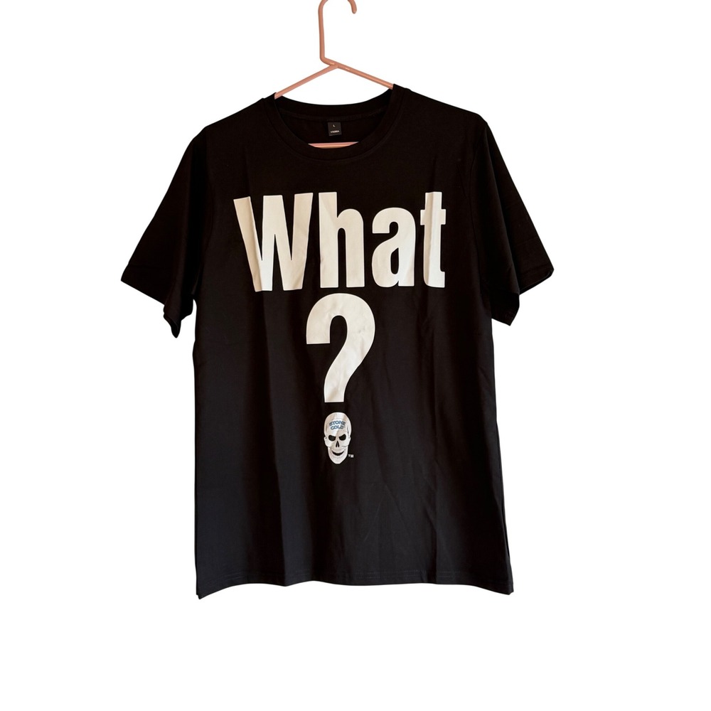 Stone Cold Steve Austin What? Skull Graphic T-Shirt Black Mens Large L